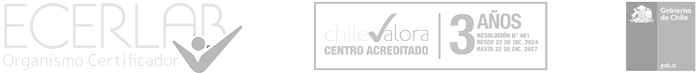Logos de certificaciones: ECERLAB, Adora Centro Acreditado, 3 años, SERCOTEC